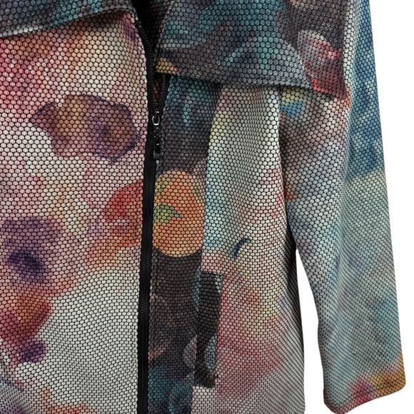 VINTAGE Feratelli Women’s Asymmetrical Abstract Mesh Full Zip Jacket Size M - Picture 2 of 7